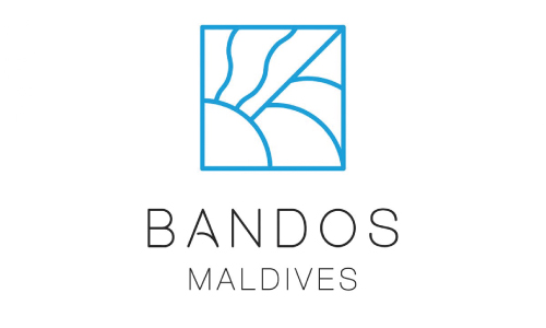 Bandos Maldives logo: blue square with sun and wave lines, and the words BANDOS MALDIVES beneath