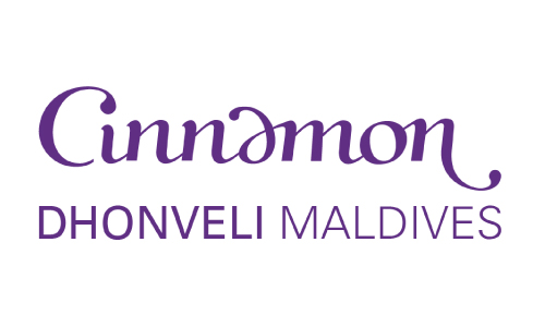 Cinnamon Dhonveli Maldives logo in purple text on white background.