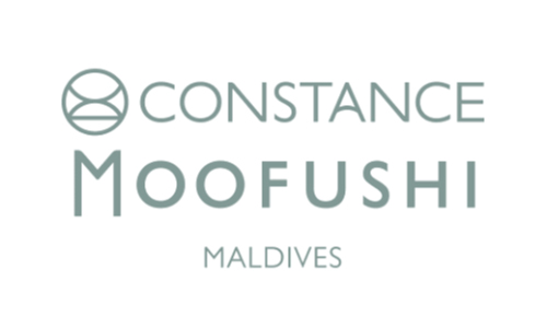 Logo for Constance Moofushi Maldives featuring a circular emblem and stylized teal text.