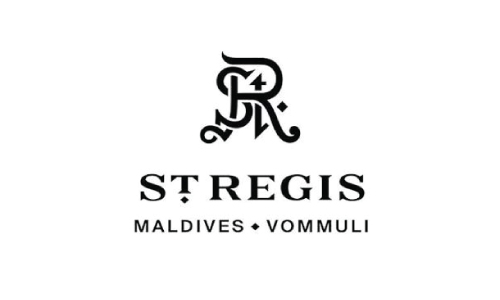 St. Regis Maldives Vommuli logo with a stylized monogram above the text: ST REGIS MALDIVES • VOMMULI
