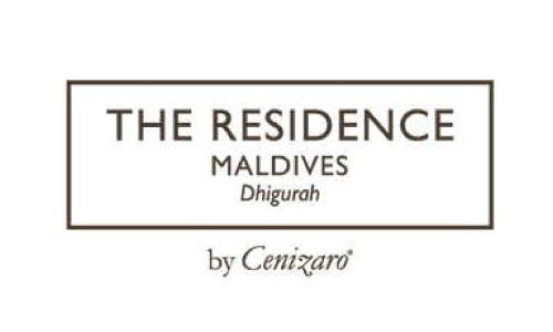 Brand logo: The Residence Maldives Dhigurah, with 'by Cenizaro' beneath.