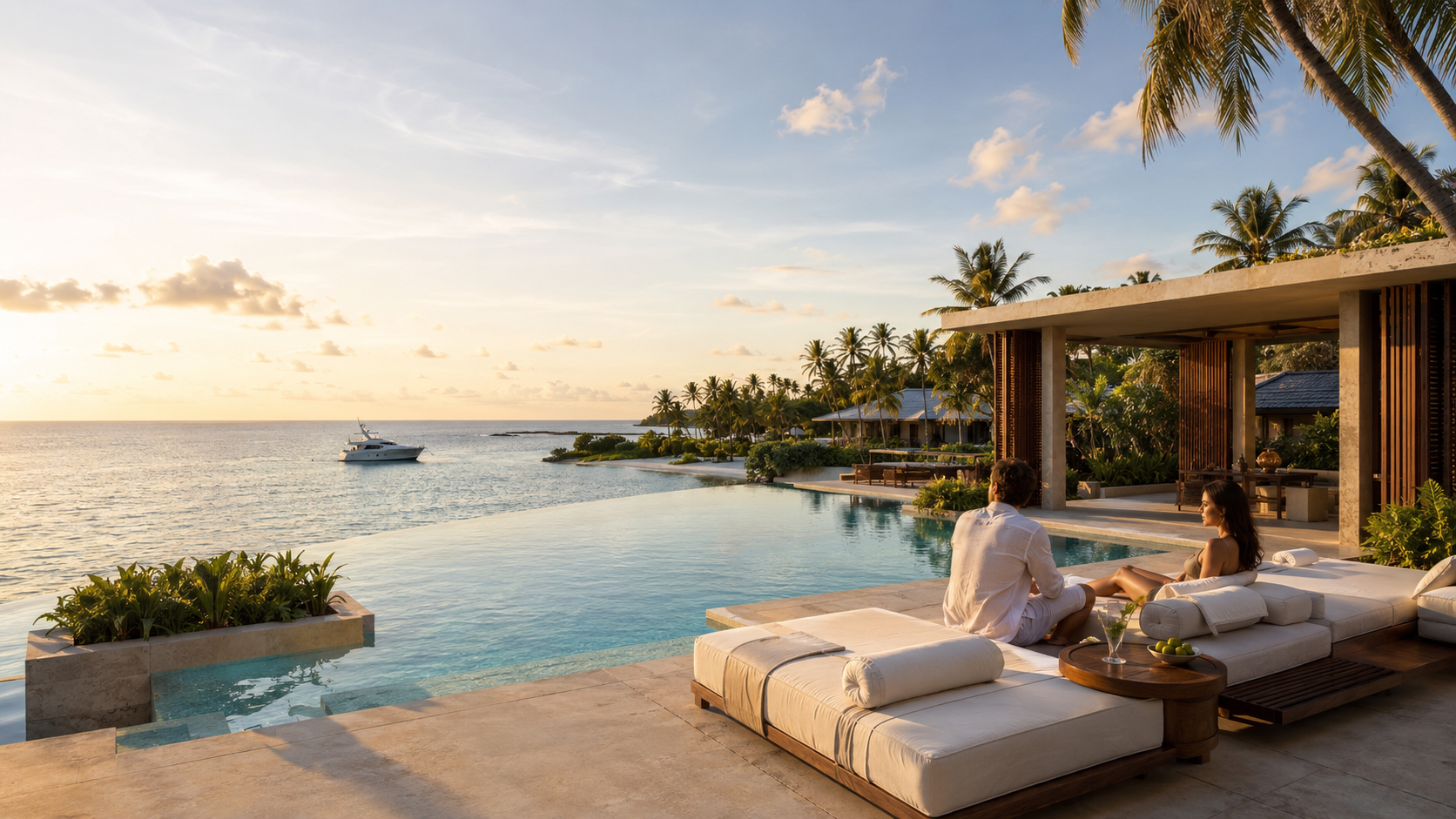 Exclusive private-island Maldives villa with infinity pool and yacht